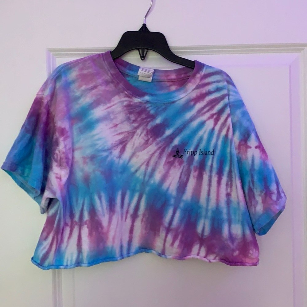 tie dye fripp island crop top